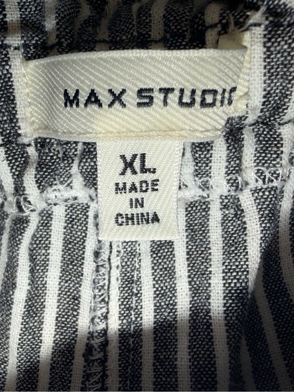 Max Studio Charcoal & White Striped Linen Cropped Pants Sz Lg - Picture 5 of 6